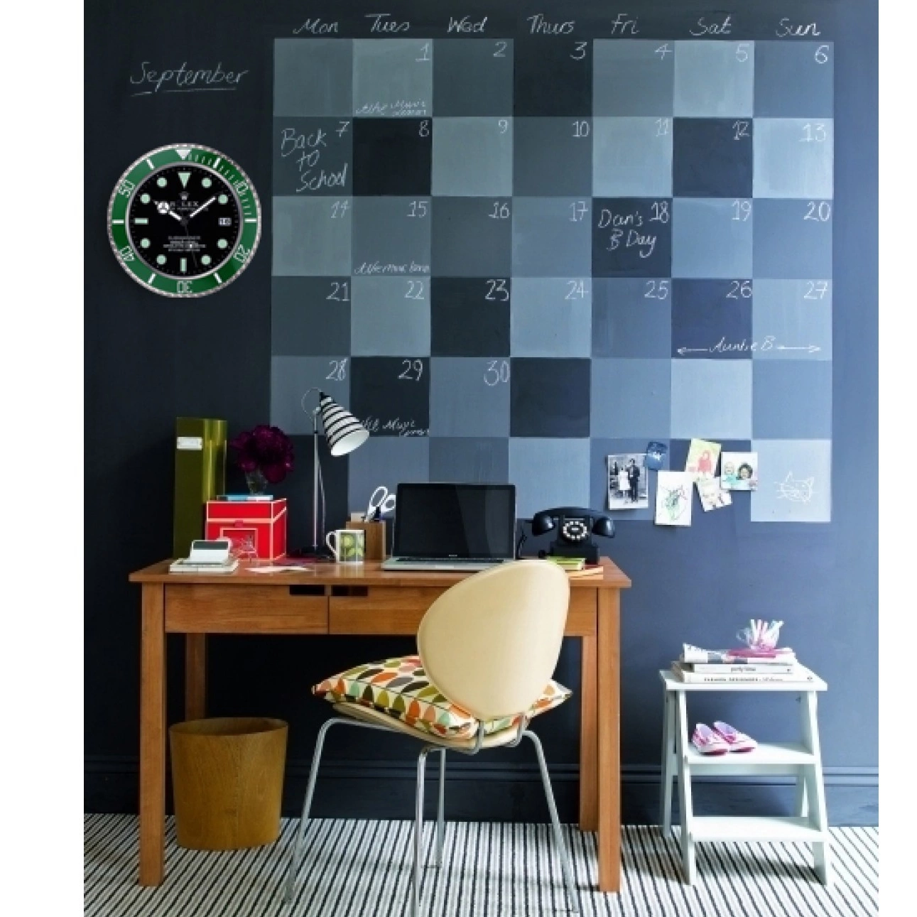 MiroTime 0719 Rolex Submariner Wall Clock Silver-Green 621912